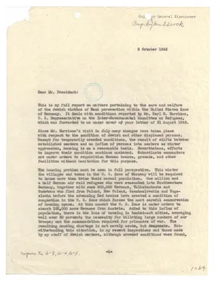 Letter, General Dwight D. Eisenhower to President Harry S. Truman
