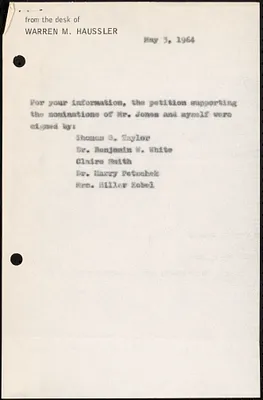 Copy of letter from Warren M. Haussler declining nomination as chair of LCRC Housing Subcomm