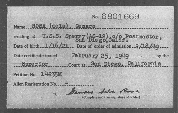 Rosa Dela, Genaro - 1949