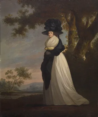 Portrait of a Lady Wearing an Elaborate Hat