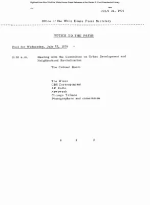Pool for Wednesday, July 22, 1976 [Pool Assignments]