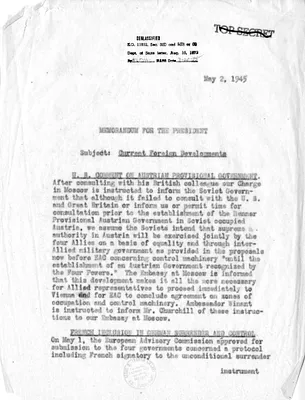 Memorandum from Acting Secretary of State Joseph Grew to President Harry S. Truman