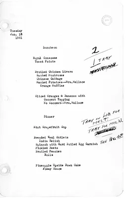 White House Luncheon and Dinner Menu