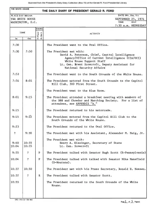 President Gerald R. Ford's Daily Diary, September 25, 1974