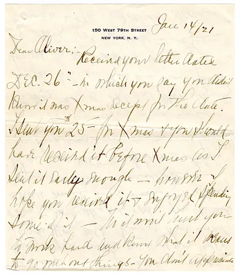 Handwritten Letter to Oliver M. Solinger from His Mother