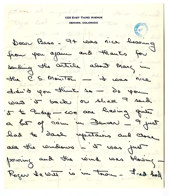 Letter from Christine Wallace to Bess W. Truman