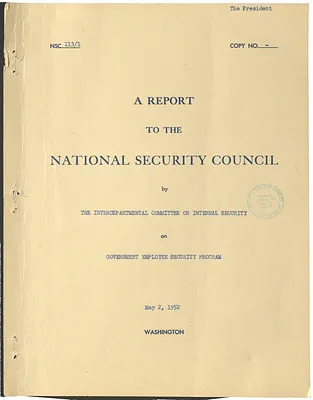 National Security Council Report 113/1, Report to the National Security Council by the Interdepartmental Committee on Internal Security on Government Employee Security Program