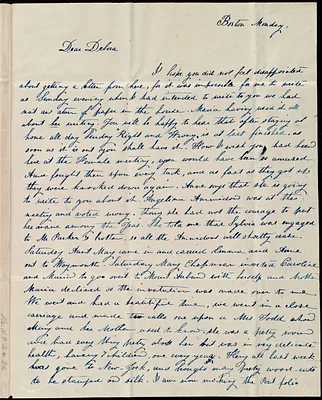Letter from Lucia Weston, Boston, [Mass.], to Debora Weston, Monday, July [18?], [1839?]