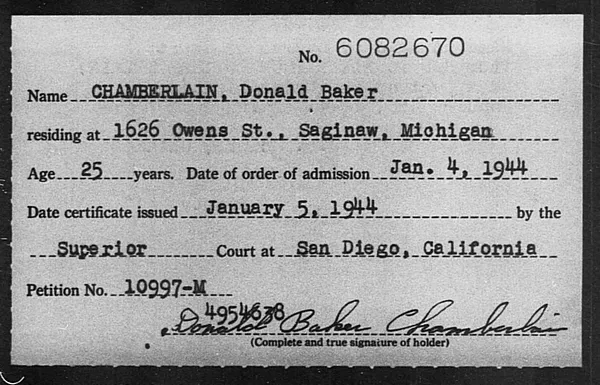 Chamberlain, Donald Baker - 1944