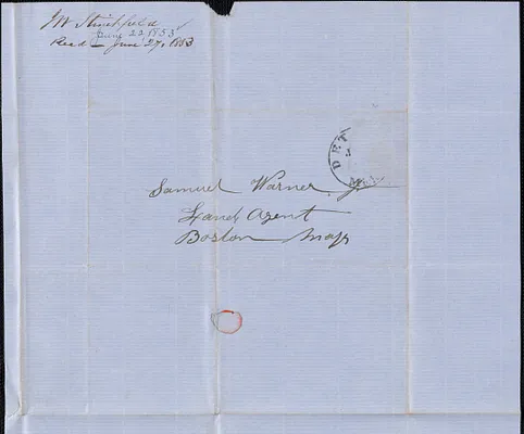 J. W. Stinchfield to Samuel Warner, 22 June 1853