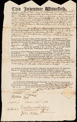 Jane Johnson indentured to apprentice with Joseph Langrel of Windham, 3 January 1748