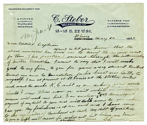 Handwritten Letter to Edward Jacobson and Harry S. Truman from Oliver M. Solinger
