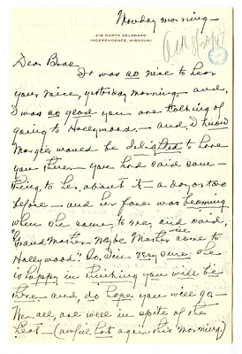 Letter from Madge Gates Wallace to Bess W. Truman