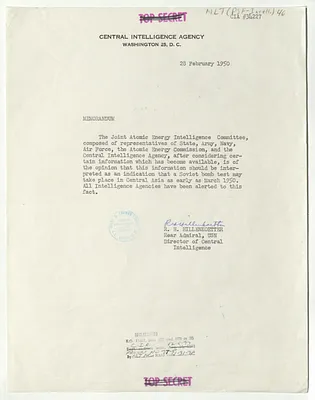 Memorandum from R. H. Hillenkoetter