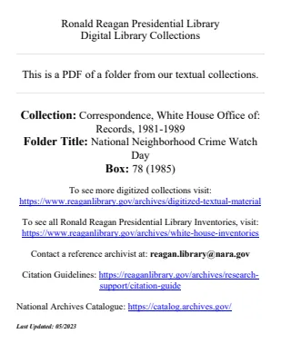 National Neighborhood Crime Watch Day [1985]