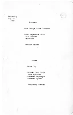 White House Luncheon and Dinner Menu