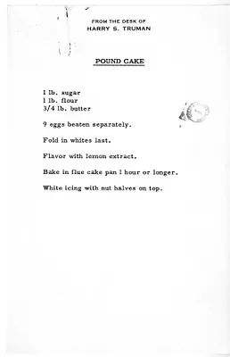Recipe for Pound Cake