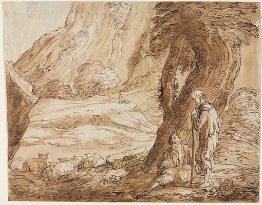 Landscape with Sheep and Two Shepherds