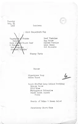 White House Luncheon and Dinner Menu