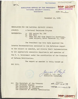 Memorandum from James S. Lay, Jr. to the National Security Council