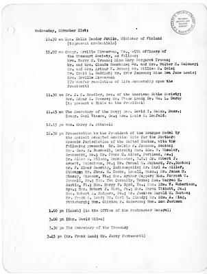 Daily Appointment Sheet for President Harry S. Truman