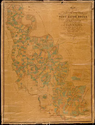 Map of the parishes of Pointe Coupee, West Baton Rouge and Iberville
