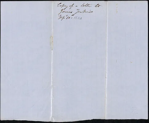 Copy of a letter from Samuel Warner to James Jenkins, 10 September 1853