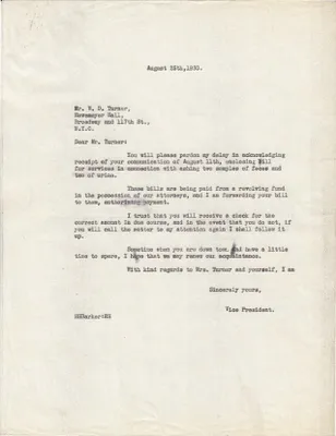 Letters Sent to W.D. Turner, August 25, 1930