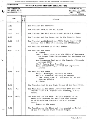 President Gerald R. Ford's Daily Diary, December 19, 1975