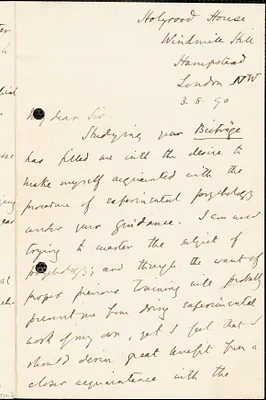 Alexander, Samuel, 1859-1938 autograph letter signed to Hugo Münsterberg, London, 03 August 1890