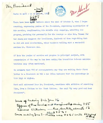 Memorandum from Beth Campbell Short to President Harry S. Truman