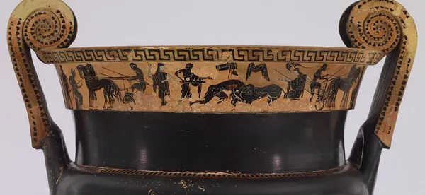 Volute Krater Depicting Herakles, a Lion, Combat and Spectators