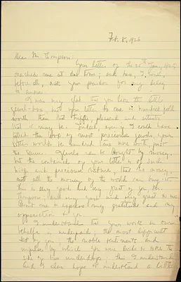 Bartolomeo Vanzetti manuscript letter (copy) to William G. Thompson, [Charlestown], 8 February 1926
