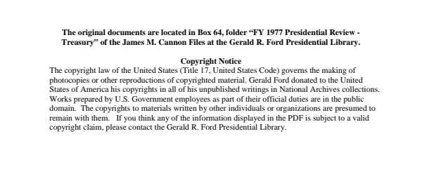 FY 1977 Presidential Review - Treasury