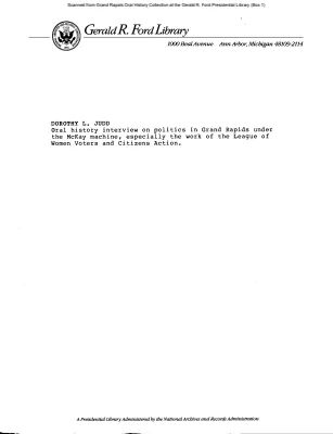 Judd, Dorothy L. - Interview, 1/25/80
