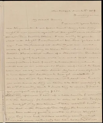 Letter from Debora Weston, New Bedford, [Mass.], to Anne Warren Weston, March 14th [through 15th], 1839, Thursday morn[ing] [through Friday]