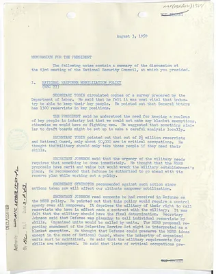 Memorandum for President Harry S. Truman