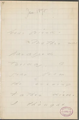 Your Scholar (Emily Dickinson), Amherst, Mass., autograph note signed to Thomas Wentworth Higginson, June 1875