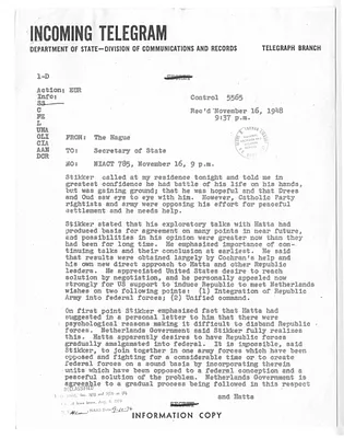 Telegram from Herman Benjamin Baruch to Secrertary of State George C. Marshall