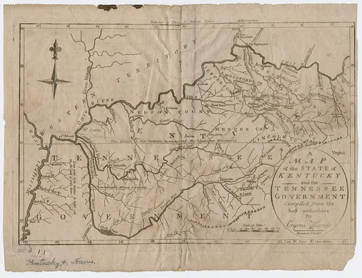 A map of the state of Kentucky and the Tennessee government