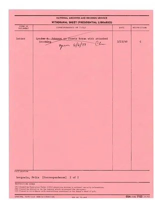 Longoria, Felix  [Correspondence]  [2 of 2]