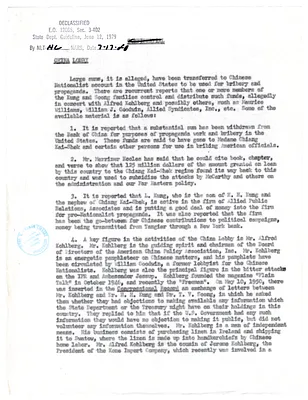 Memorandum re China Lobby