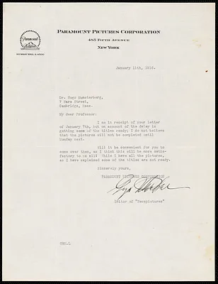 Meeker, George R. typed letter signed to Hugo Münsterberg, New York, 11 January 1916