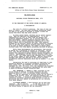 National Poison Prevention Week, 1976, Proclamation [Proclamation]
