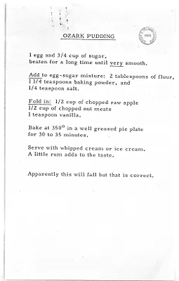 Recipe for Ozark Pudding