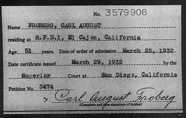 Froberg, Carl August - 1932