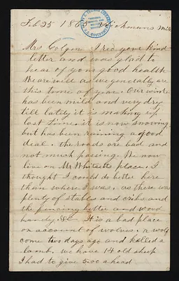 Letter from E. F. Slaughter to Elizabeth Colgan