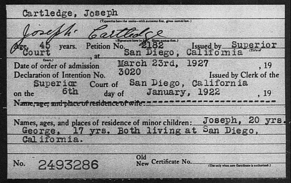 Cartledge, Joseph - 1927
