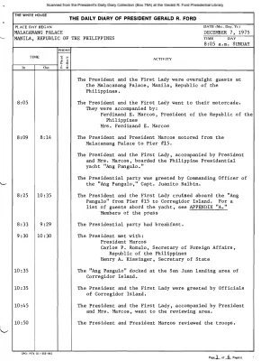 President Gerald R. Ford's Daily Diary, December 07, 1975