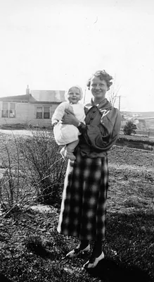 Woman Holding Baby, Cedar Falls, 1937